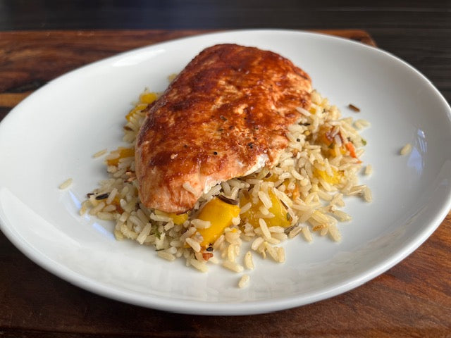 BBQ Salmon and Mango Rice