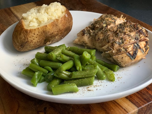 Marinated Chicken Breast/Green Beans/Baked Potato