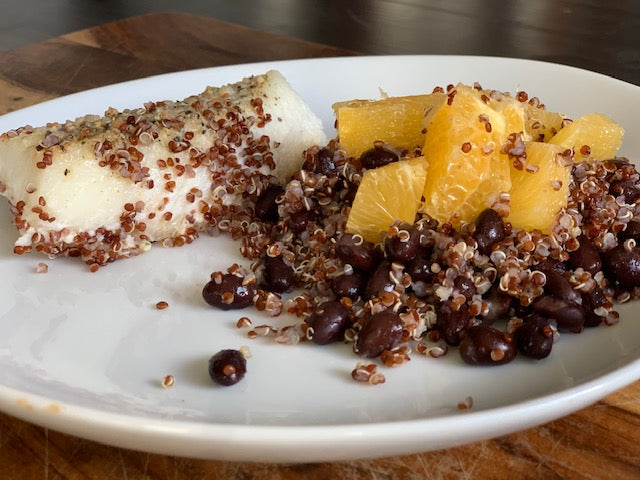 Cuban Orange Roughy Scampi w/ Black Bean & Orange Quinoa