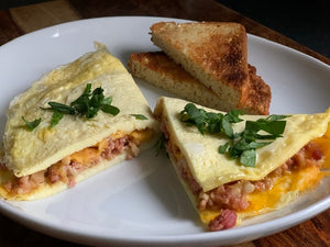 Bacon & Cheese Omelet w/ English Muffin