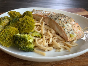 Lemon Garlic Salmon & Broccoli Pasta
