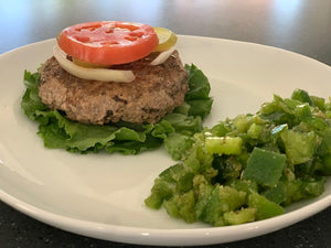 Open Face Burger, Mediterranean Marinated Peppers
